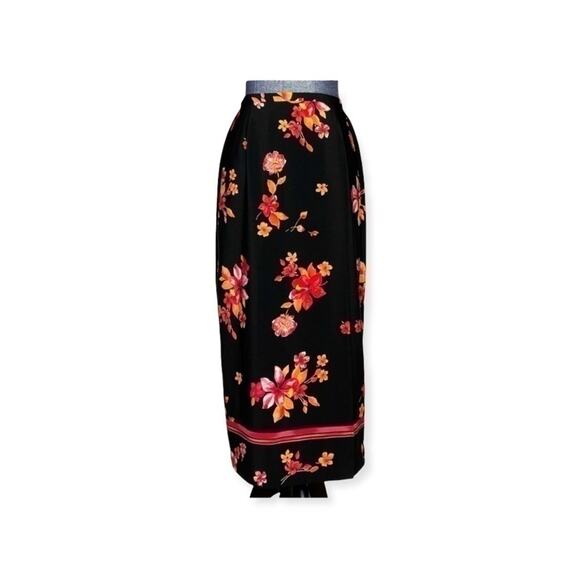Joan Leslie Dresses & Skirts - Joan Leslie black floral print midi skirt size 10P women 10 petite